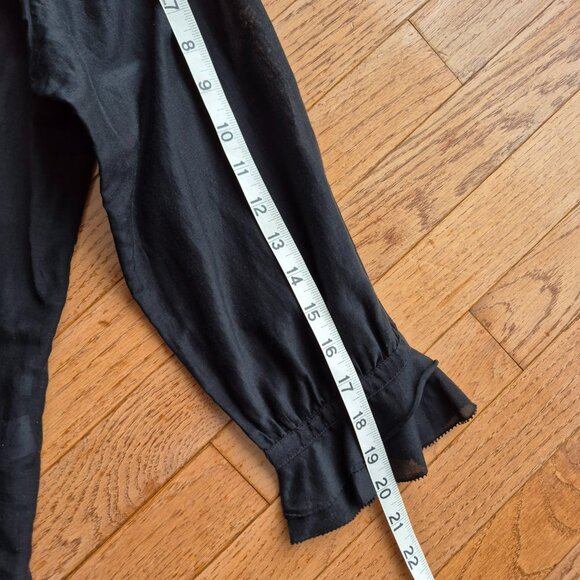GAP Button Up Tuxedo Velvet Silk Cotton Blend Sheer Blouse 12 - Picture 14 of 14
